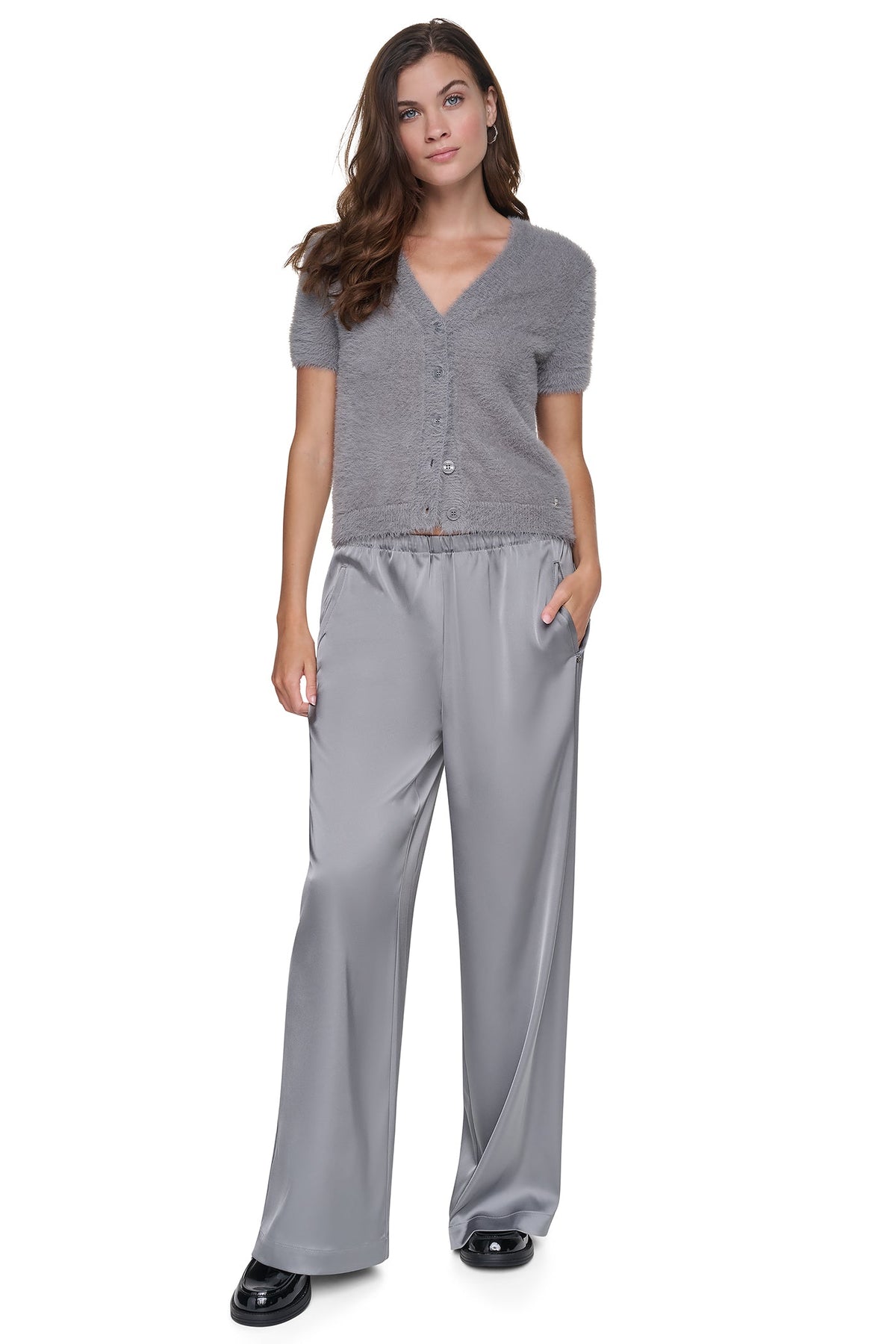 HIGH-RISE SATIN PULL-ON PANT