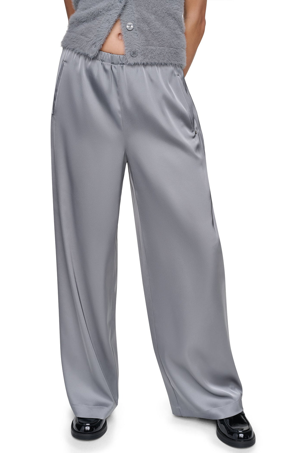 HIGH-RISE SATIN PULL-ON PANT