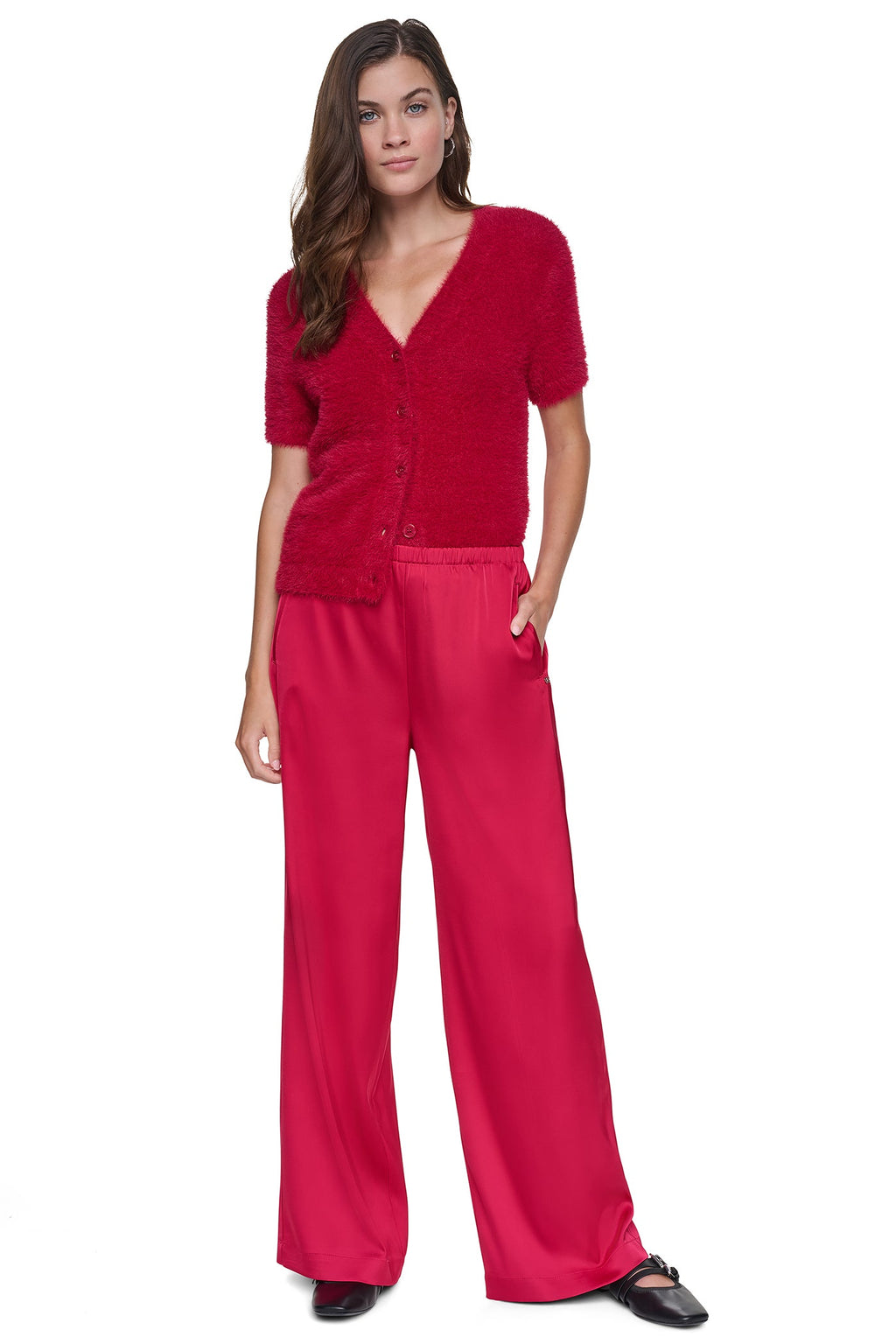 HIGH-RISE SATIN PULL-ON PANT
