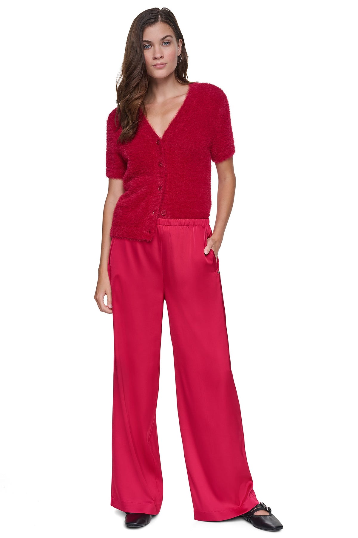 HIGH-RISE SATIN PULL-ON PANT