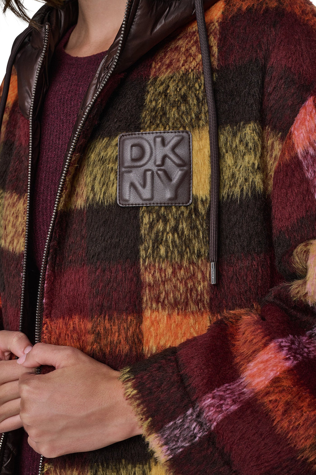 PLAID HOODED CAPE COAT