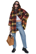PLAID HOODED CAPE COAT