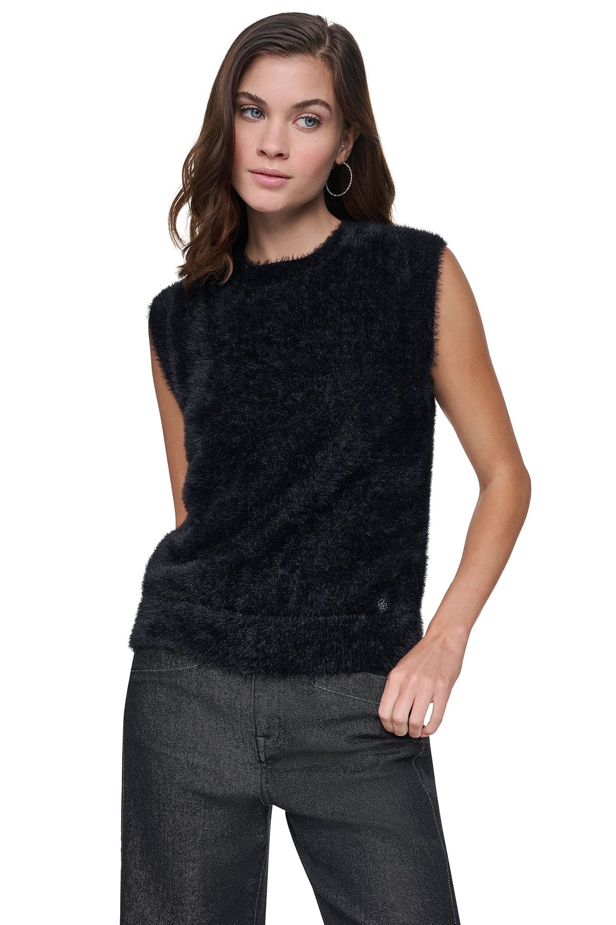 SLEEVLESS BRUSHED SWEATER VEST