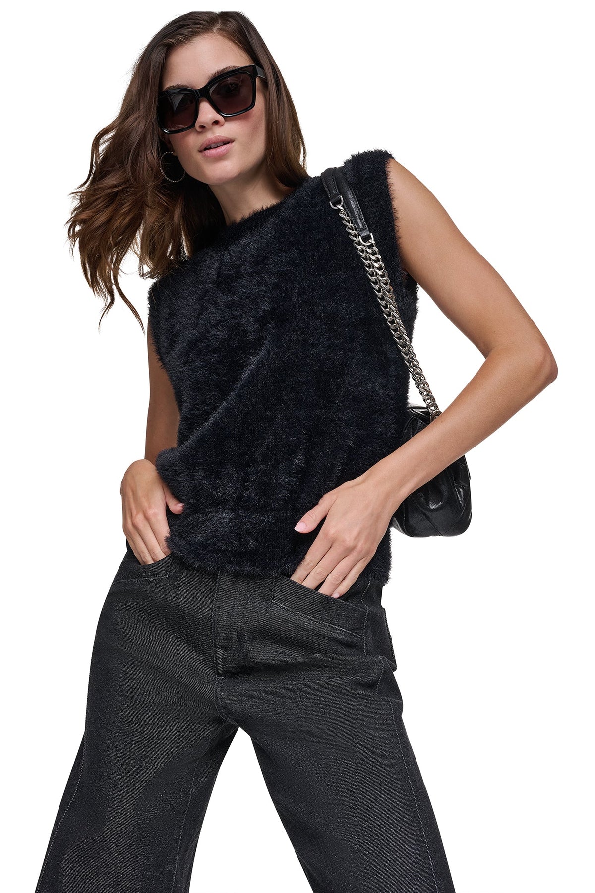 SLEEVLESS BRUSHED SWEATER VEST