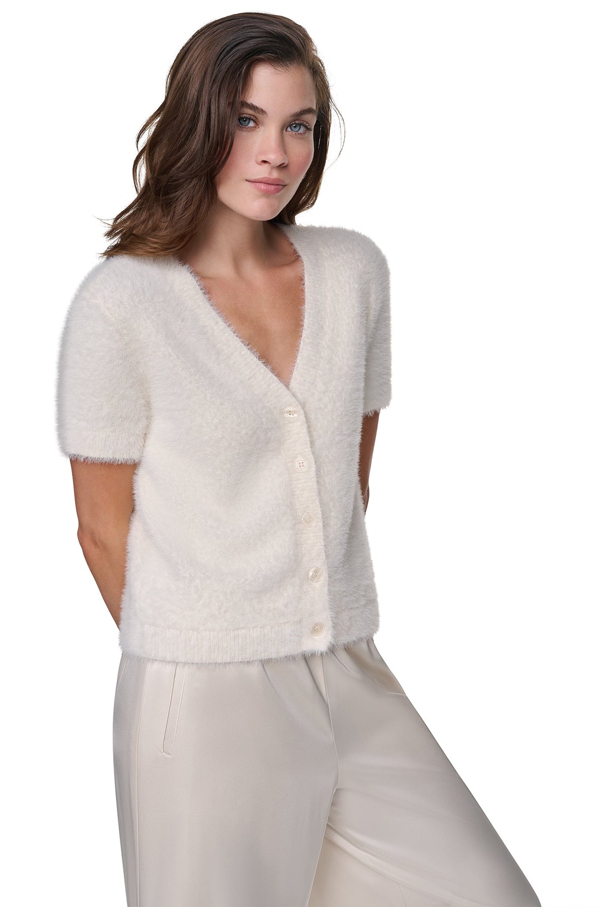 BRUSHED V-NECK CARDIGAN