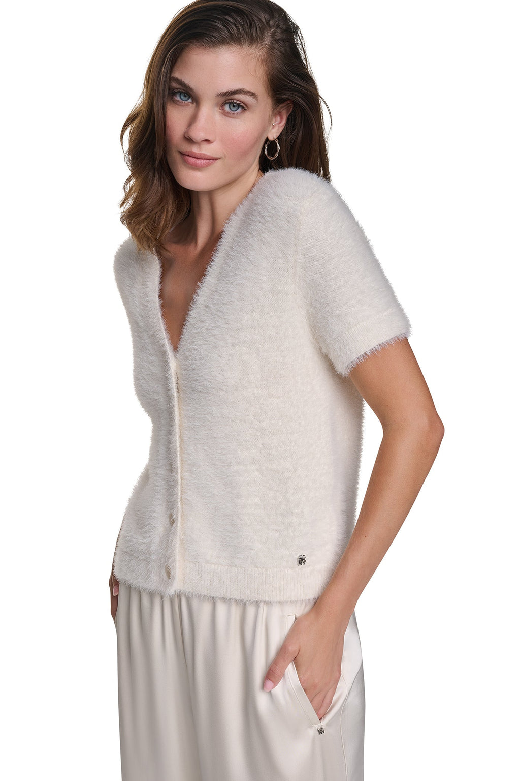 BRUSHED V-NECK CARDIGAN
