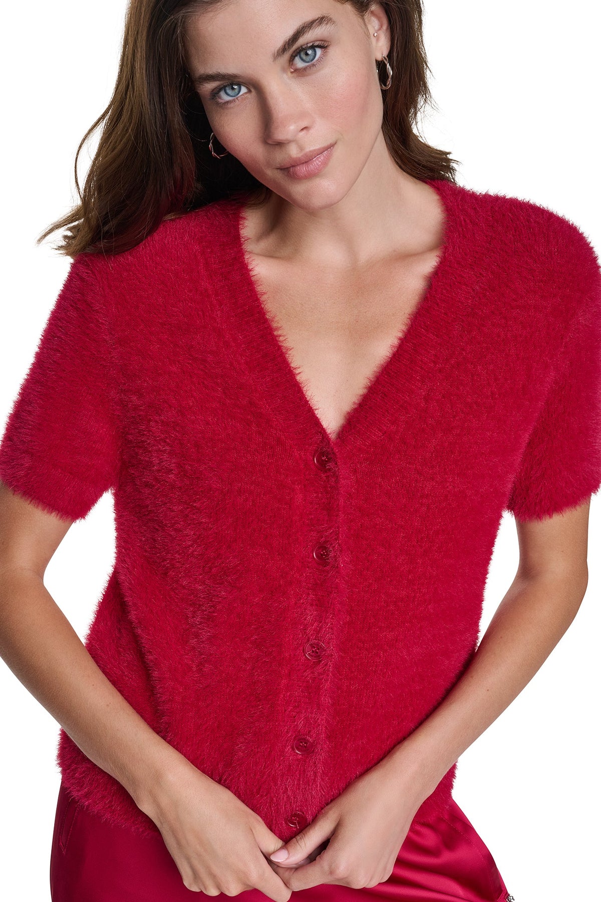 BRUSHED V-NECK CARDIGAN