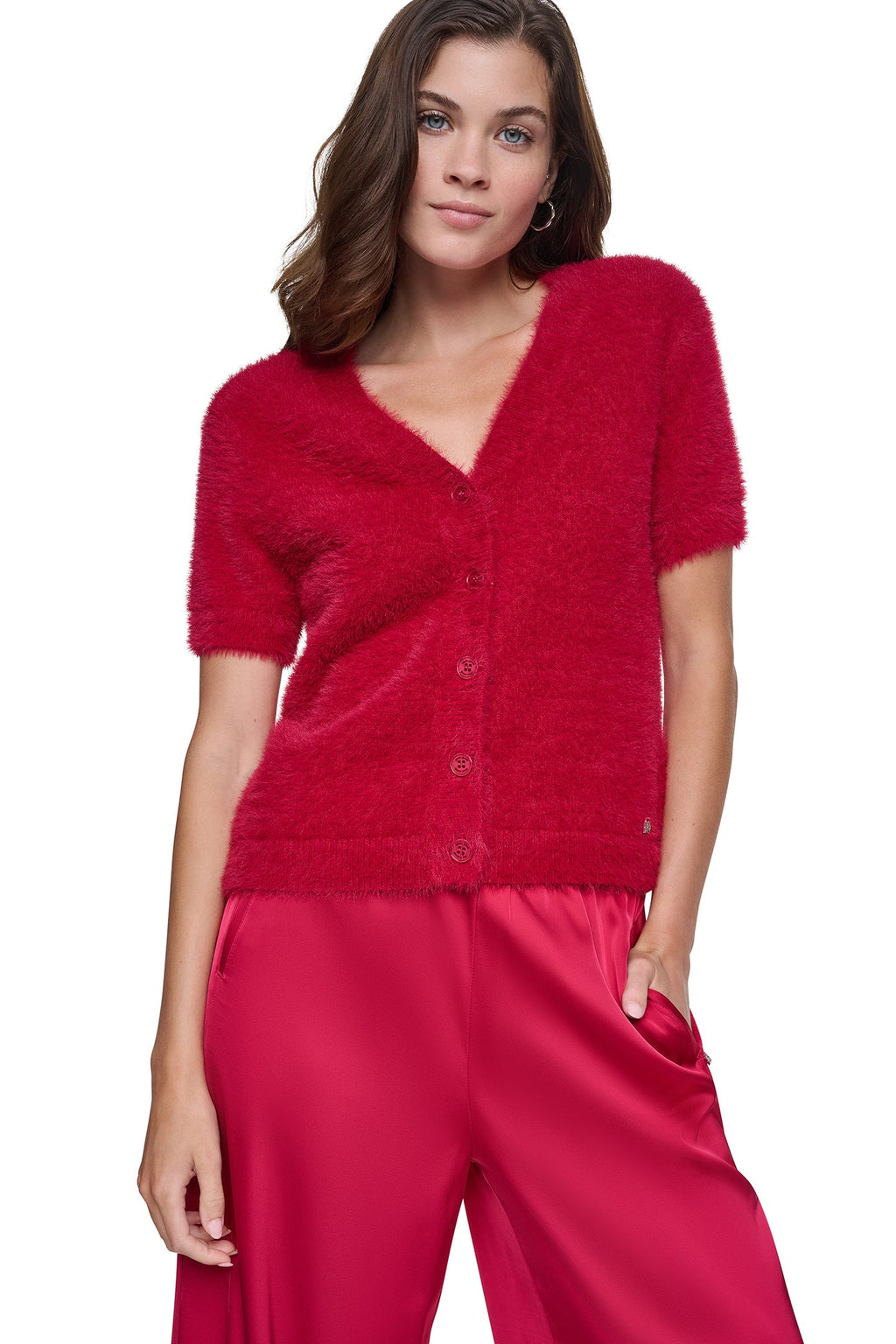 BRUSHED V-NECK CARDIGAN