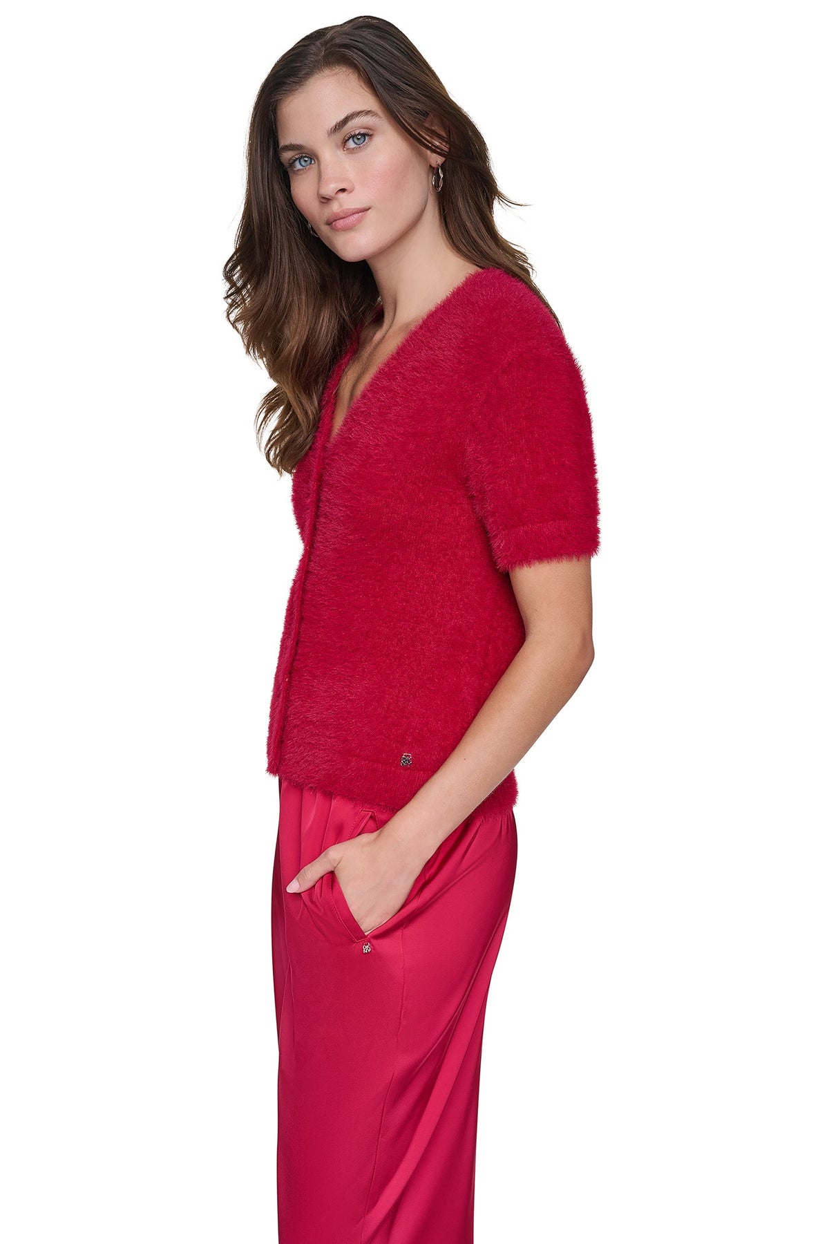 BRUSHED V-NECK CARDIGAN