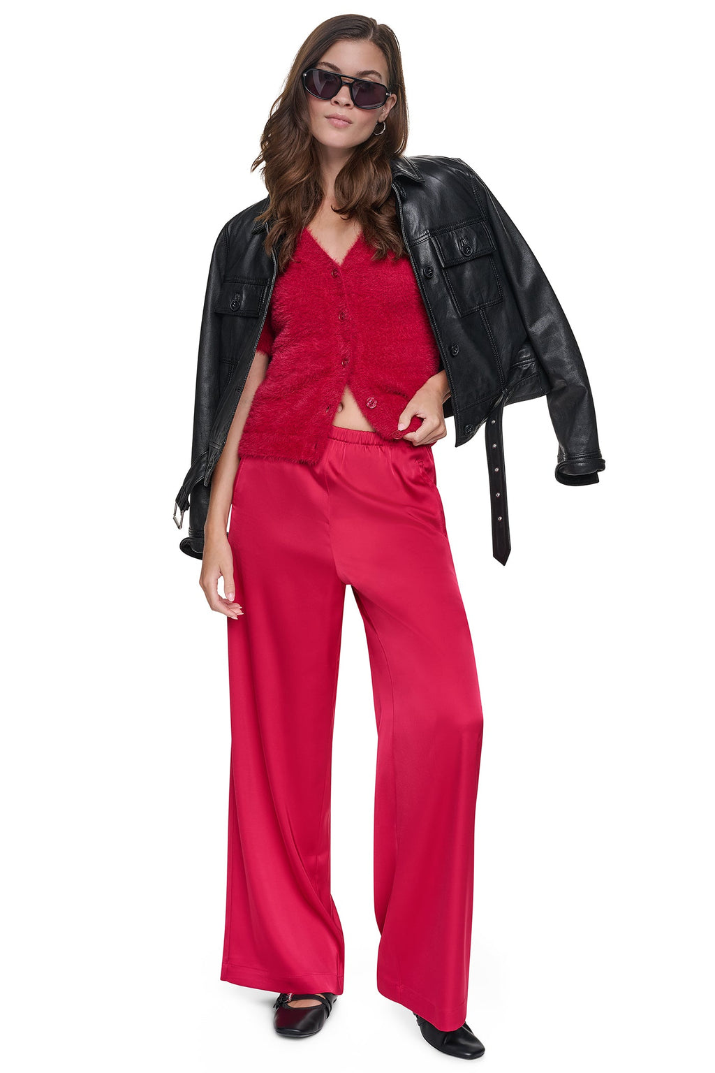 BRUSHED V-NECK CARDIGAN