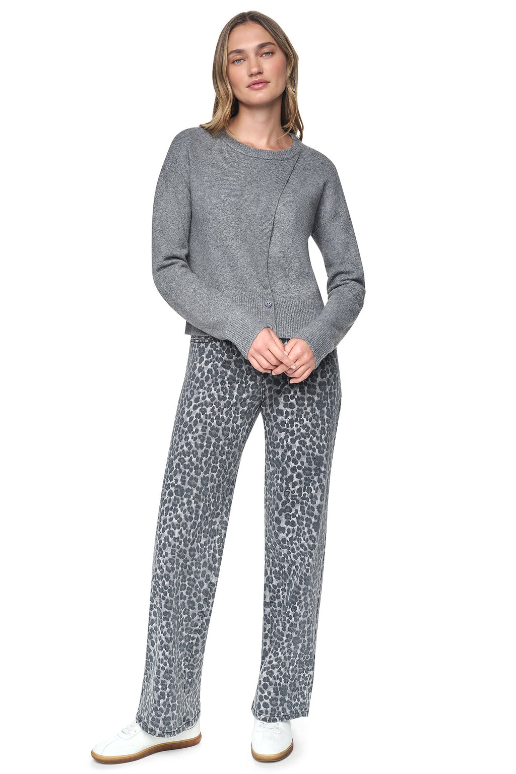 ASSYMETRIC BUTTON HEM CARDIGAN