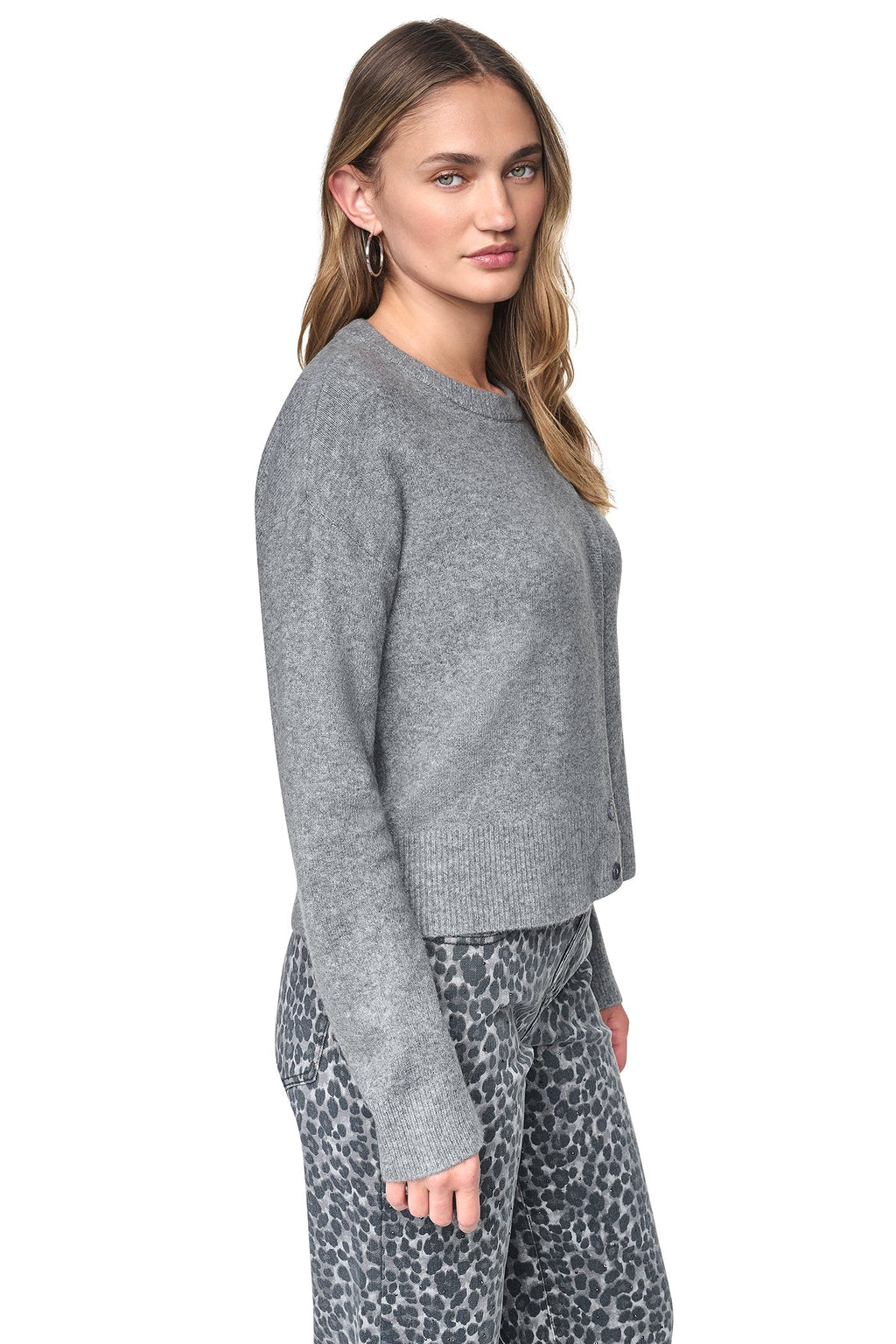ASSYMETRIC BUTTON HEM CARDIGAN