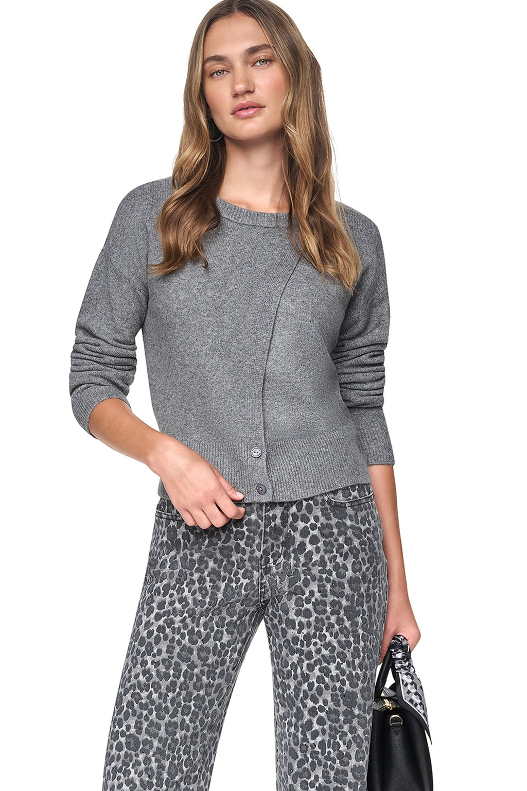 ASSYMETRIC BUTTON HEM CARDIGAN