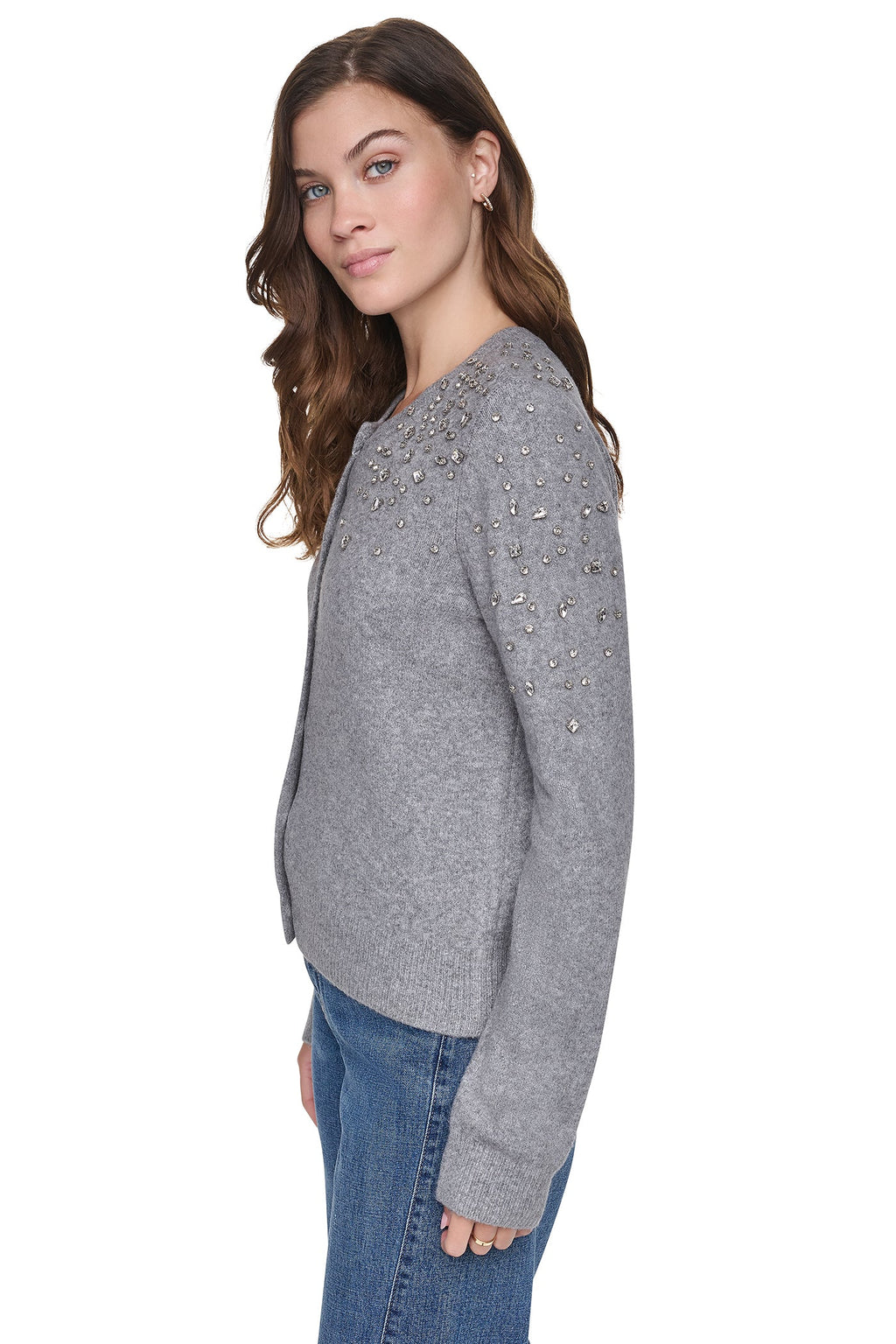 RHINESTONE FRONT CARDIGAN