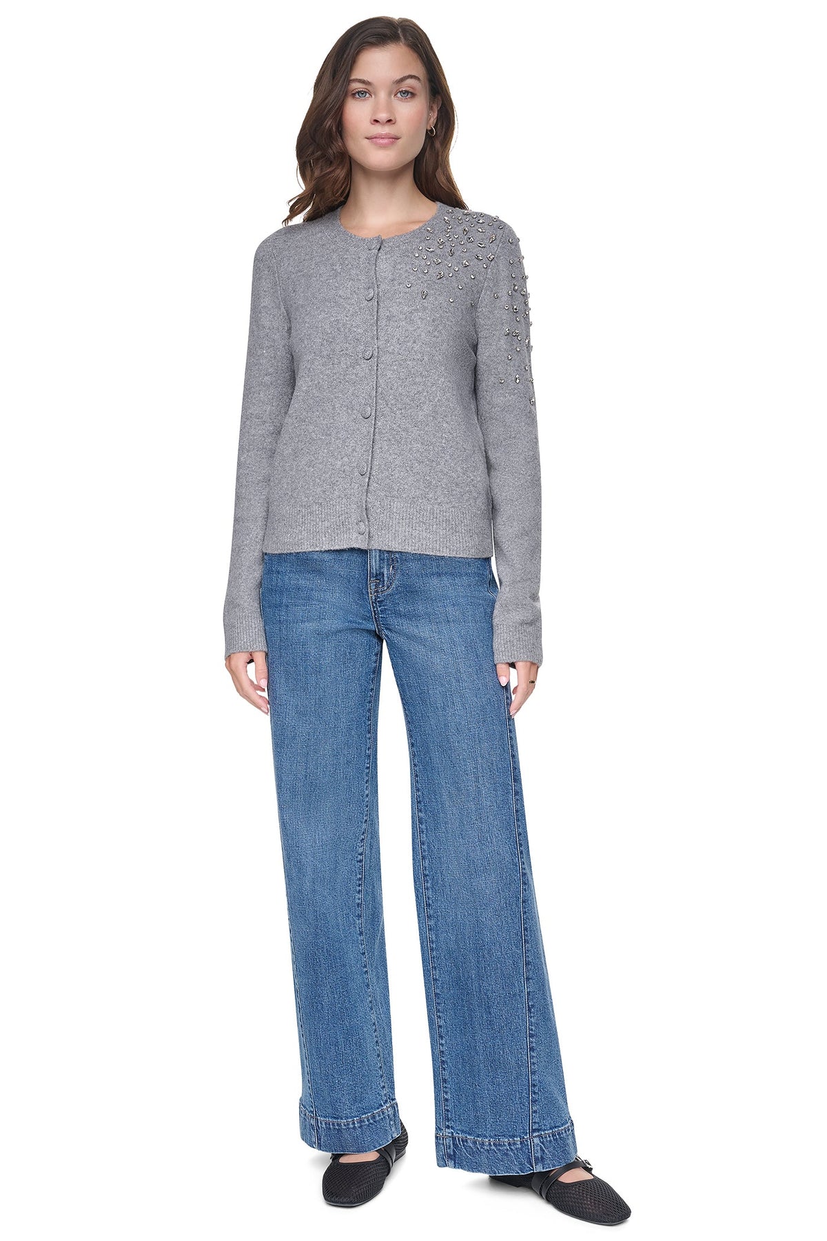 RHINESTONE FRONT CARDIGAN