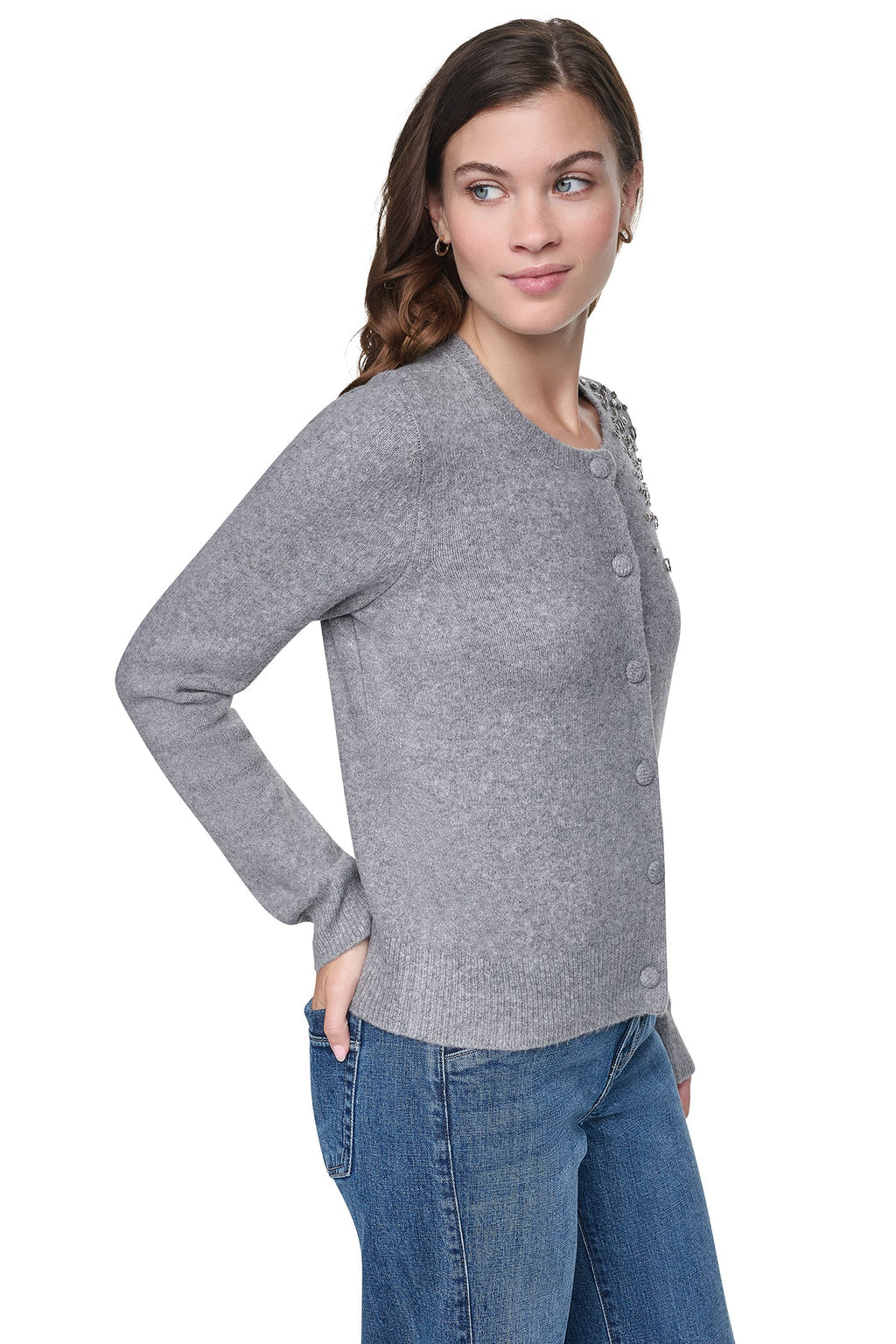 RHINESTONE FRONT CARDIGAN