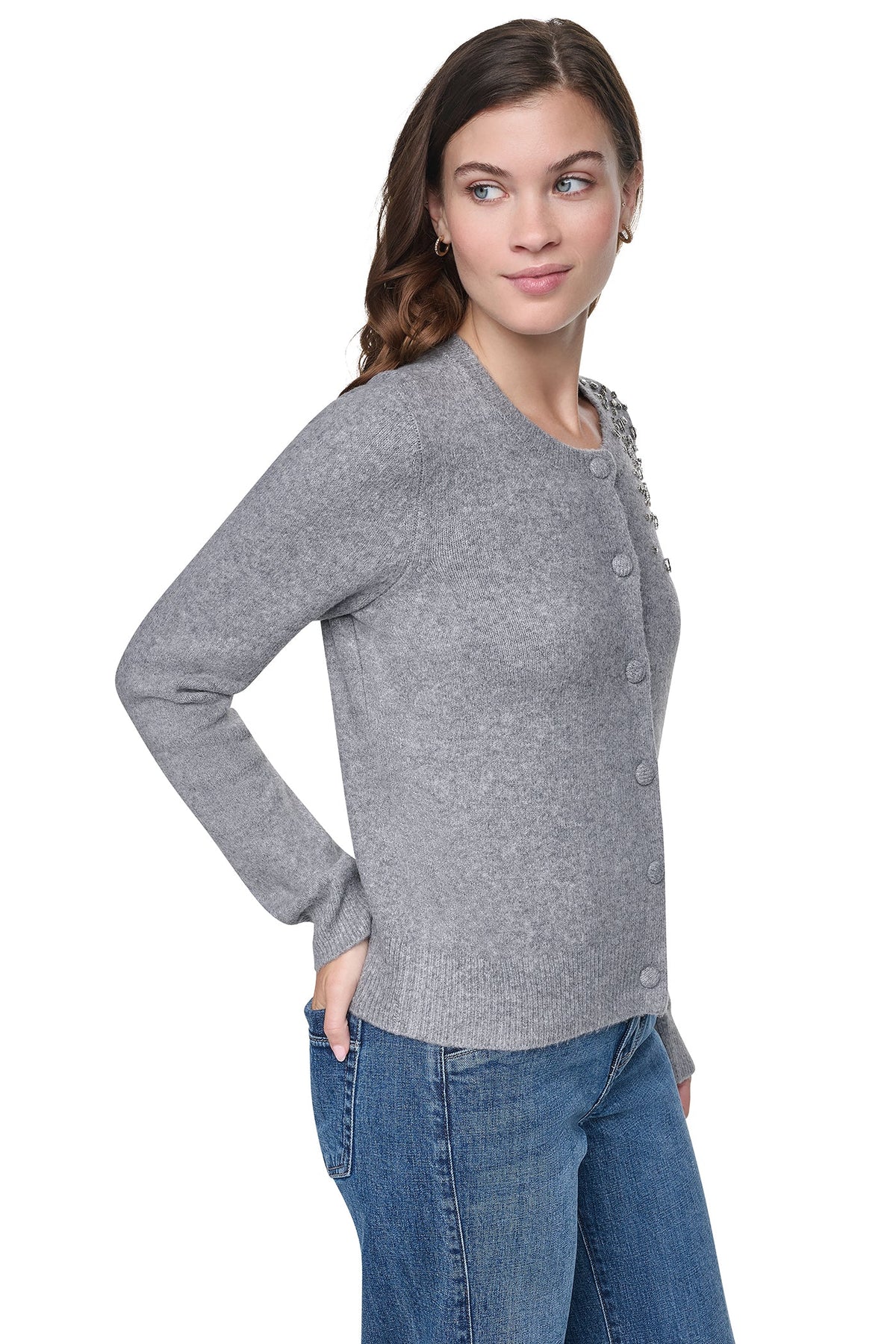 RHINESTONE FRONT CARDIGAN
