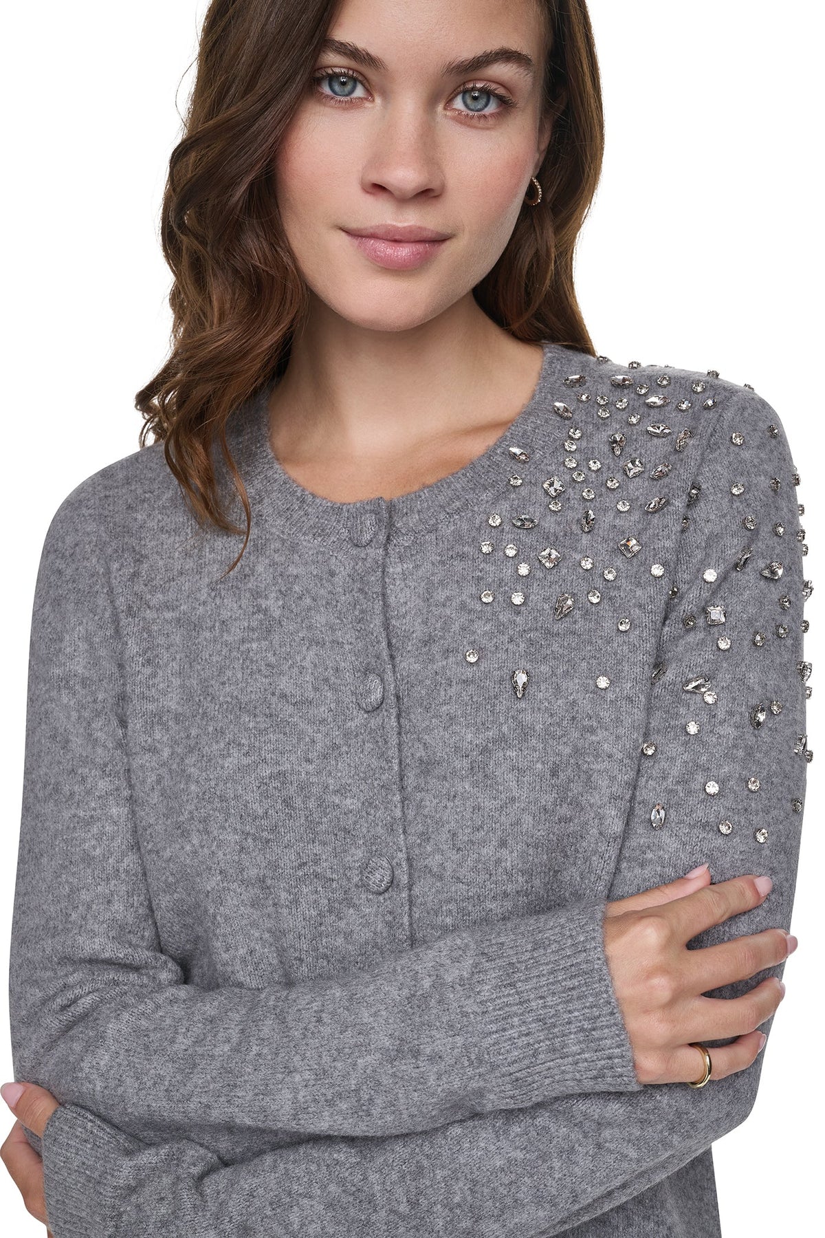 RHINESTONE FRONT CARDIGAN