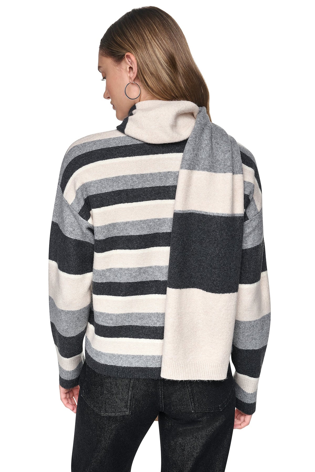 STRIPED SWEATER WITH SCARF