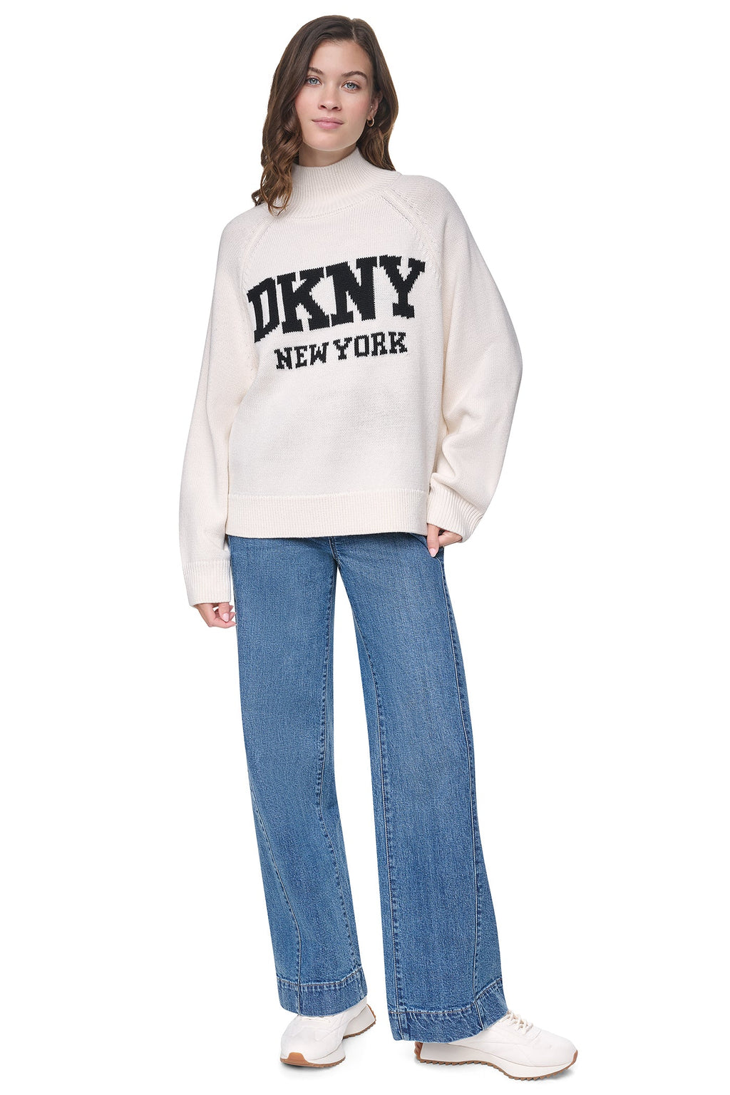 OVERSIZED MOCK NECK LOGO SWEATER