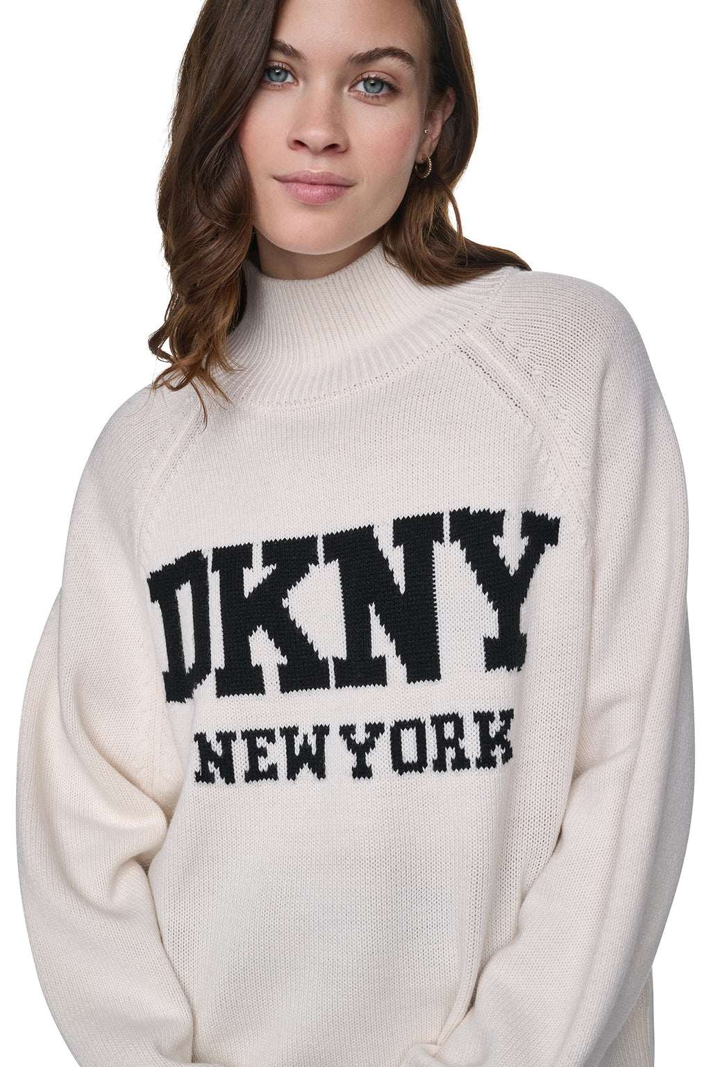 OVERSIZED MOCK NECK LOGO SWEATER