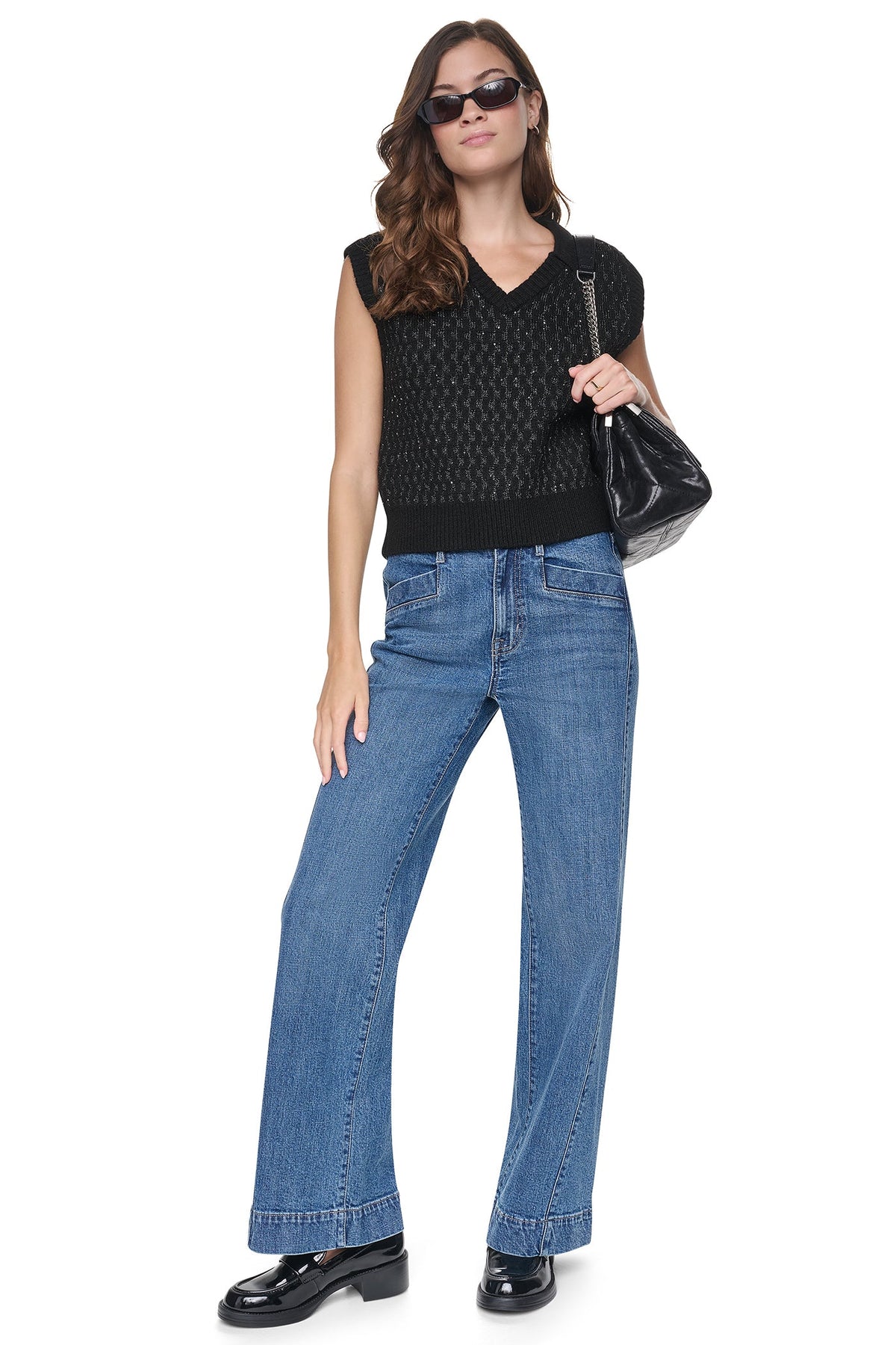 SEQUIN POLO SWEATER VEST