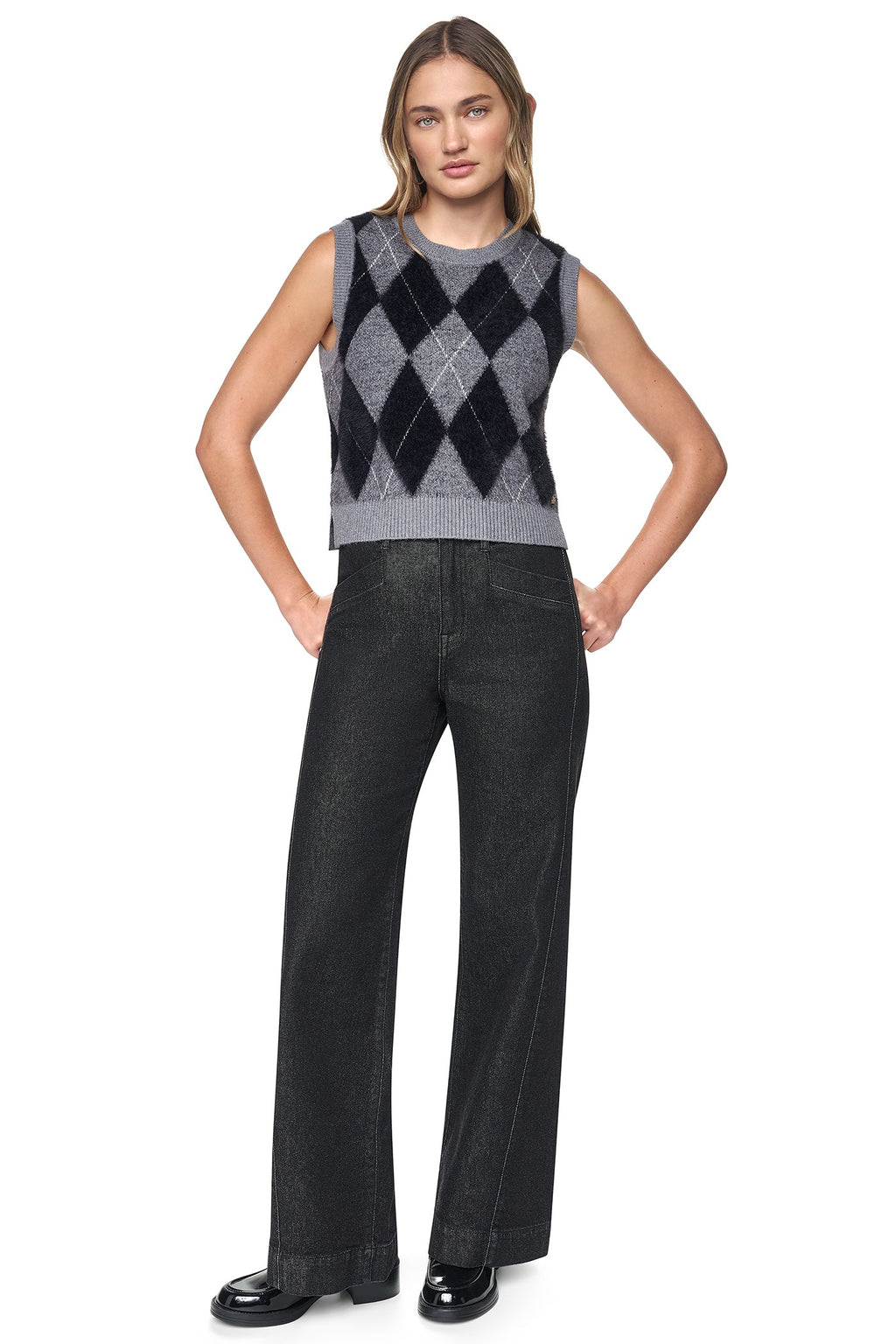 FUZZY ARGYLE SWEATER VEST