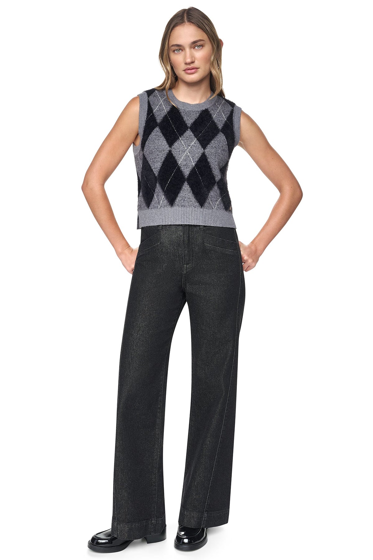 FUZZY ARGYLE SWEATER VEST
