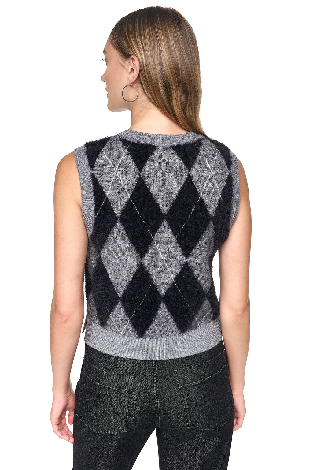 FUZZY ARGYLE SWEATER VEST