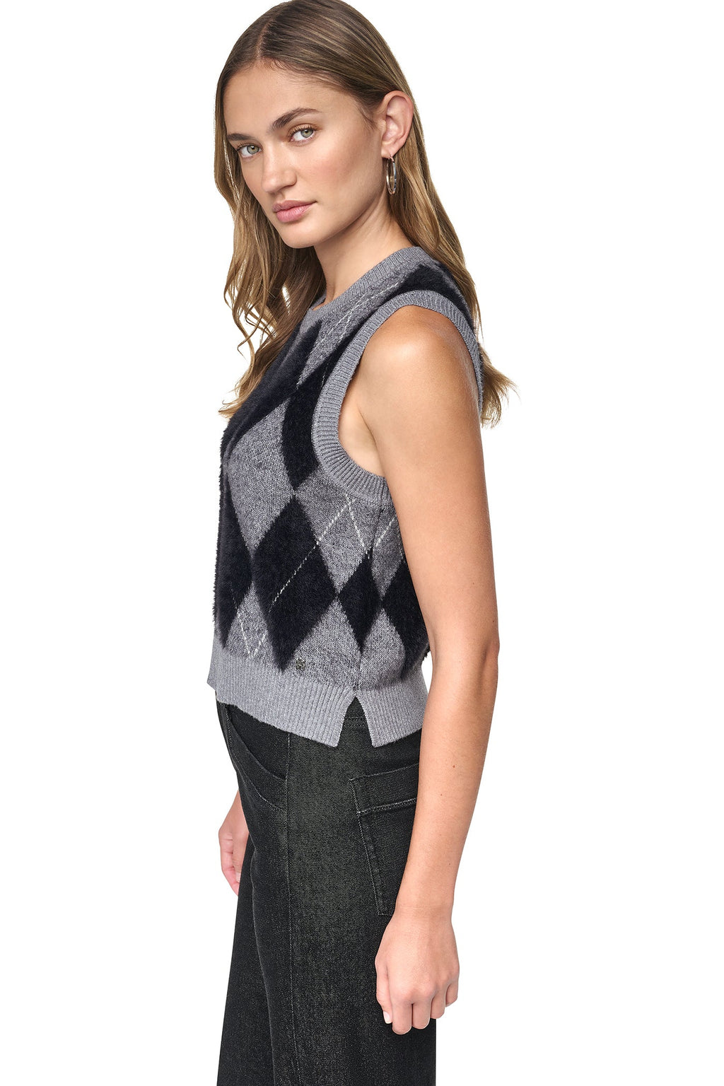 FUZZY ARGYLE SWEATER VEST