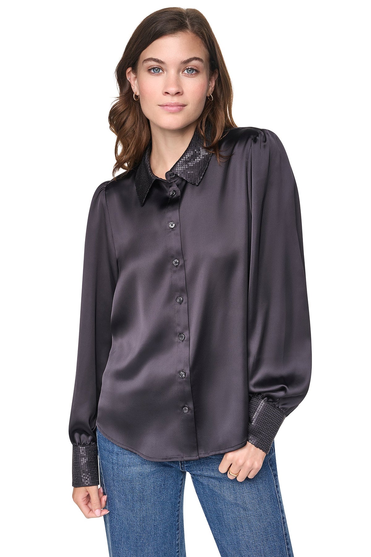 MATTE SATIN PUFF SLEEVE SHIRT