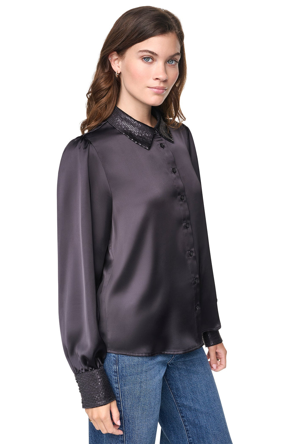 MATTE SATIN PUFF SLEEVE SHIRT