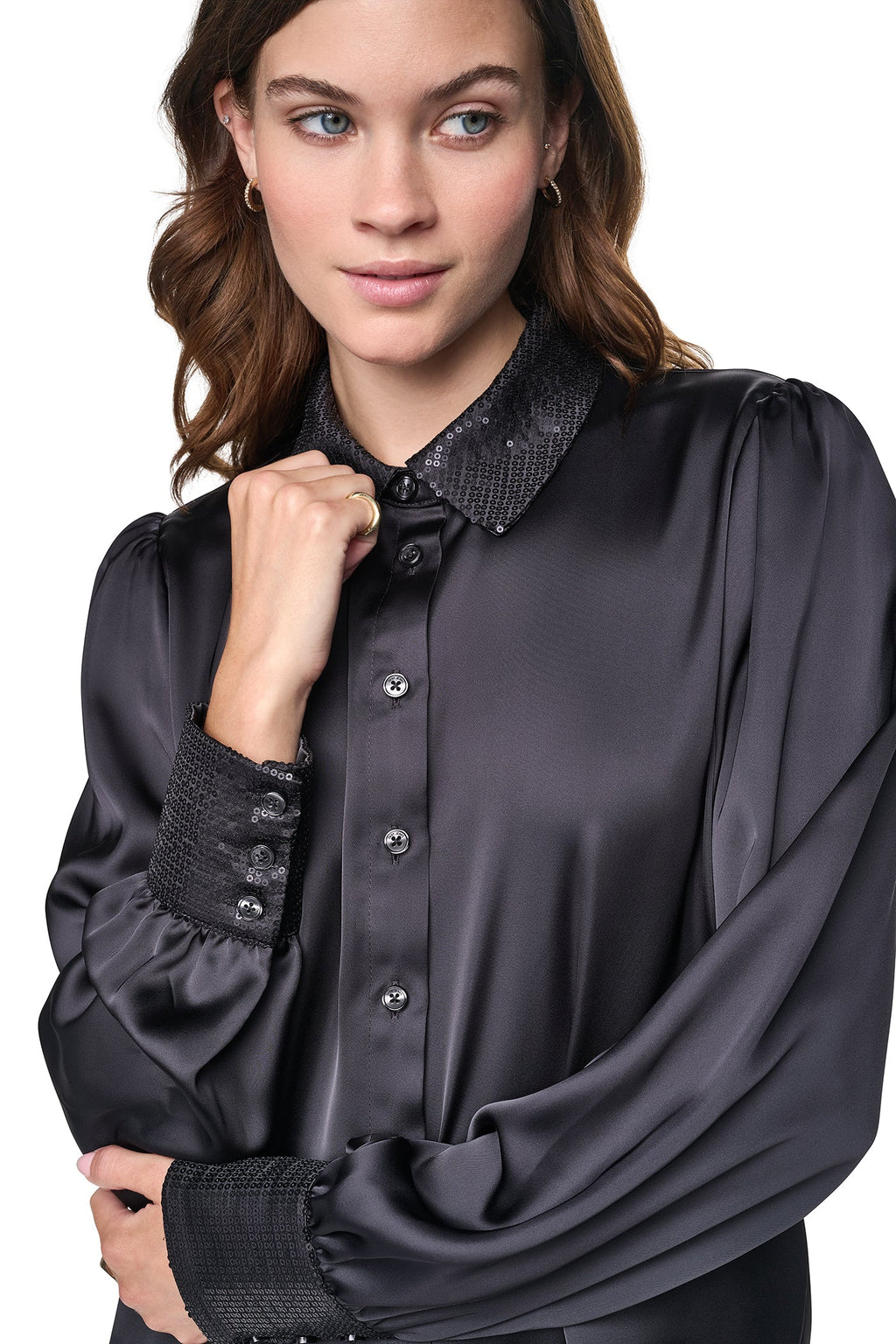MATTE SATIN PUFF SLEEVE SHIRT
