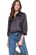 MATTE SATIN PUFF SLEEVE SHIRT