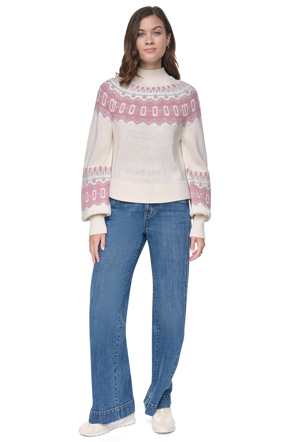 FAIR ISLE MOCK-NECK SWEATER