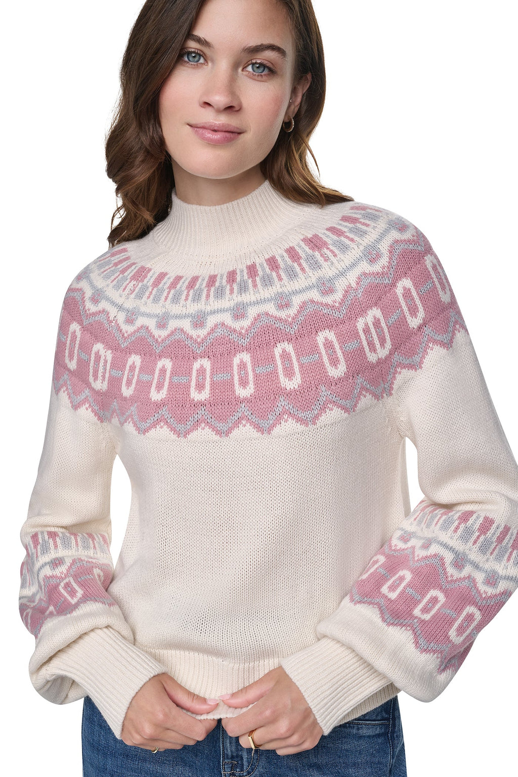 FAIR ISLE MOCK-NECK SWEATER