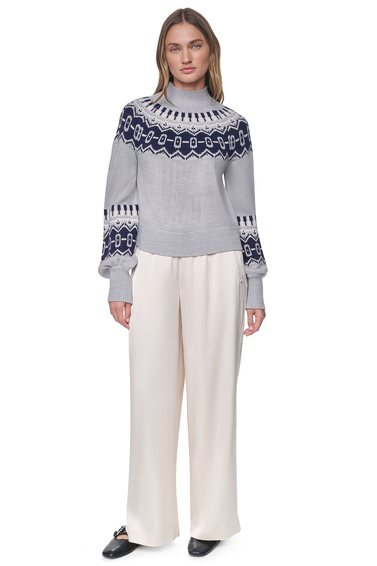 FAIR ISLE MOCK-NECK SWEATER