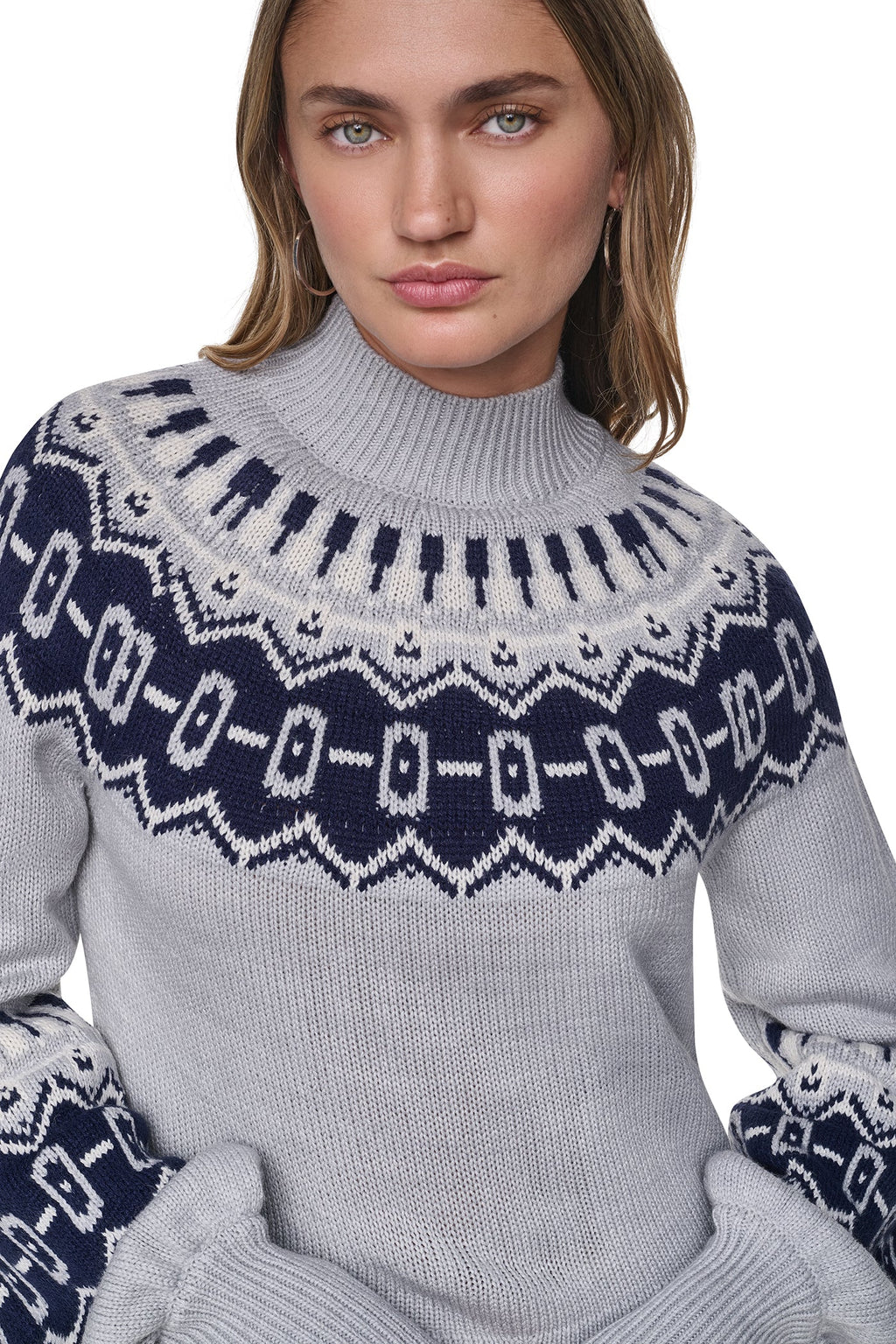 FAIR ISLE MOCK-NECK SWEATER