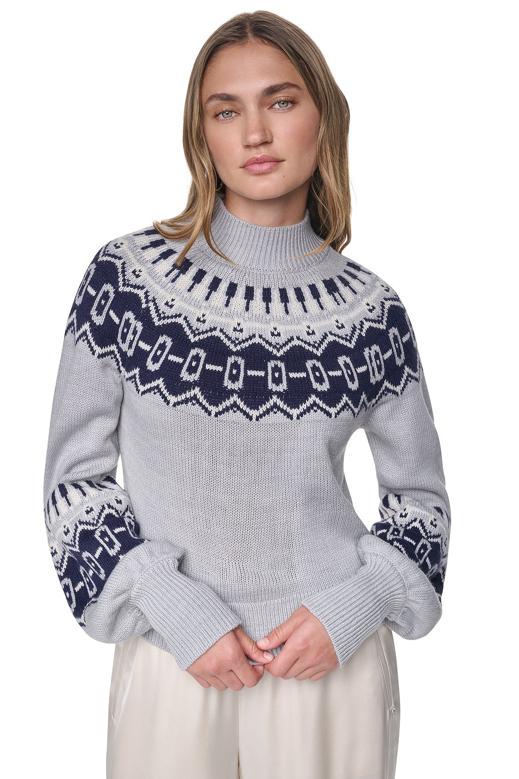 FAIR ISLE MOCK-NECK SWEATER