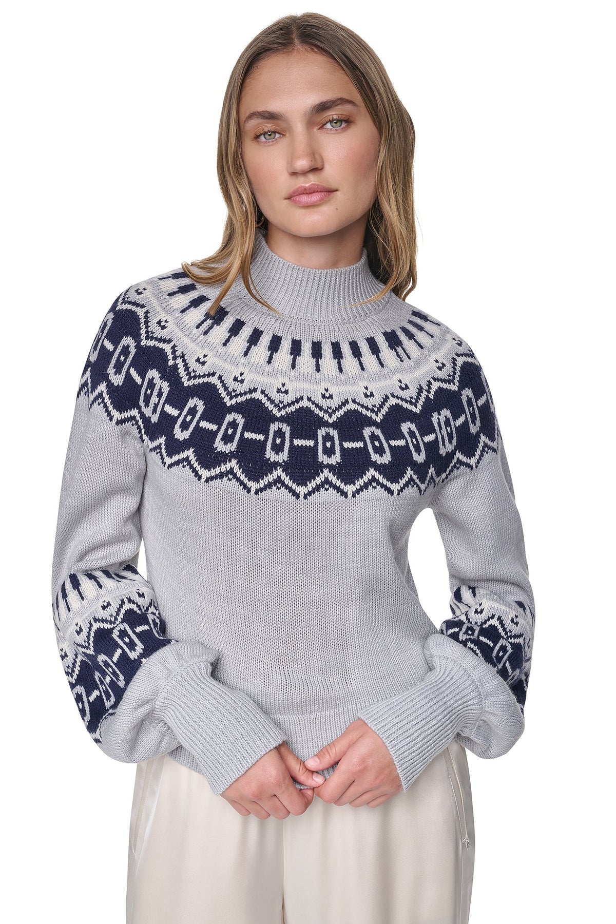 FAIR ISLE MOCK-NECK SWEATER