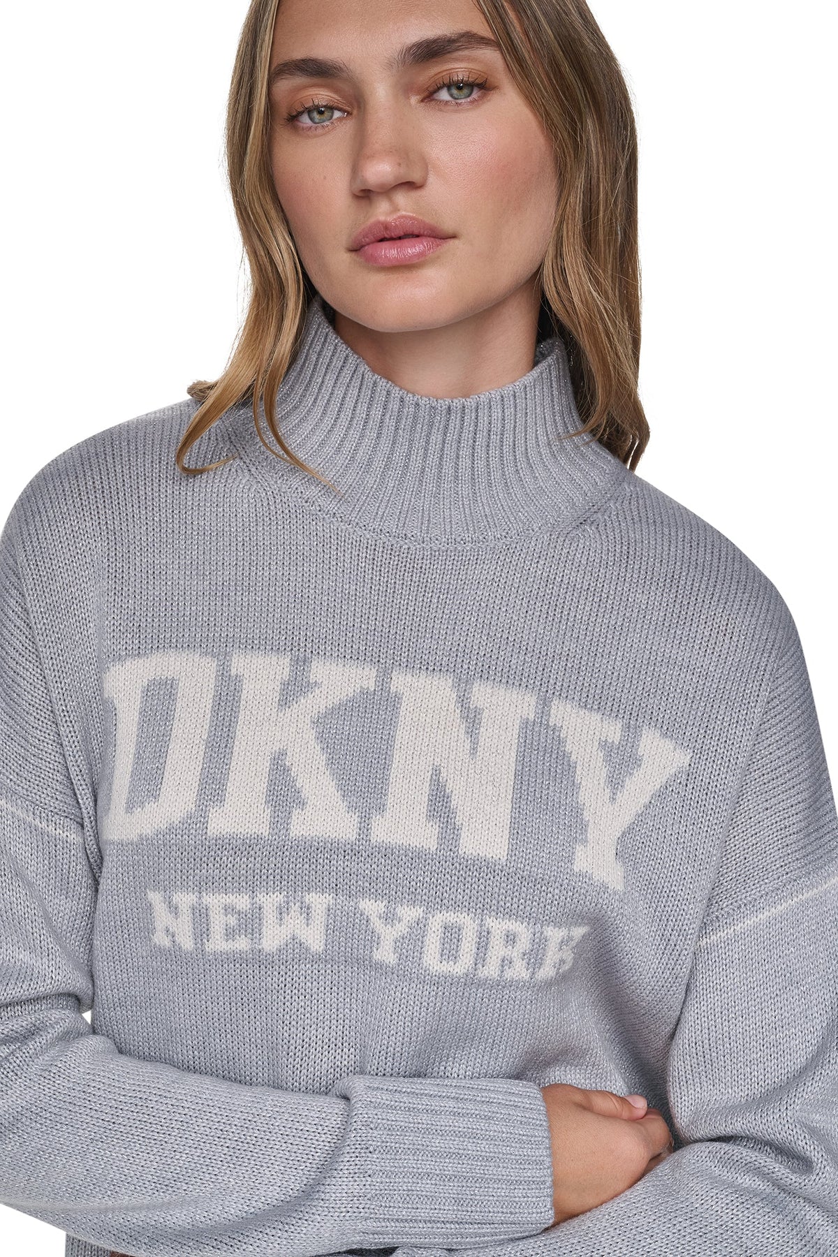 METALLIC LOGO TURTLENECK SWEATER