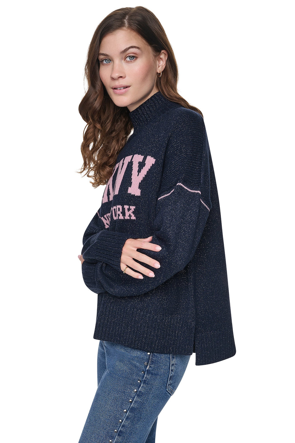 LOGO TURTLENECK HIGH LOW SWEATER