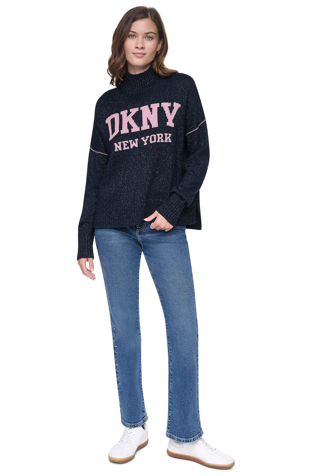 LOGO TURTLENECK HIGH LOW SWEATER