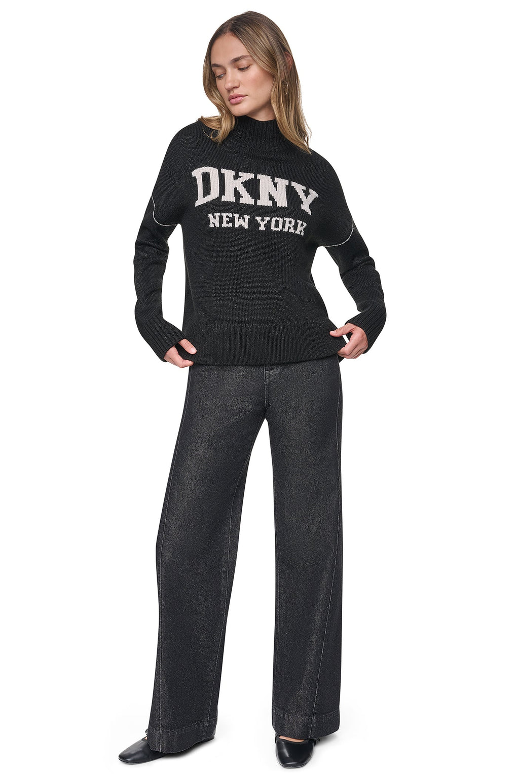 LOGO TURTLENECK HIGH LOW SWEATER