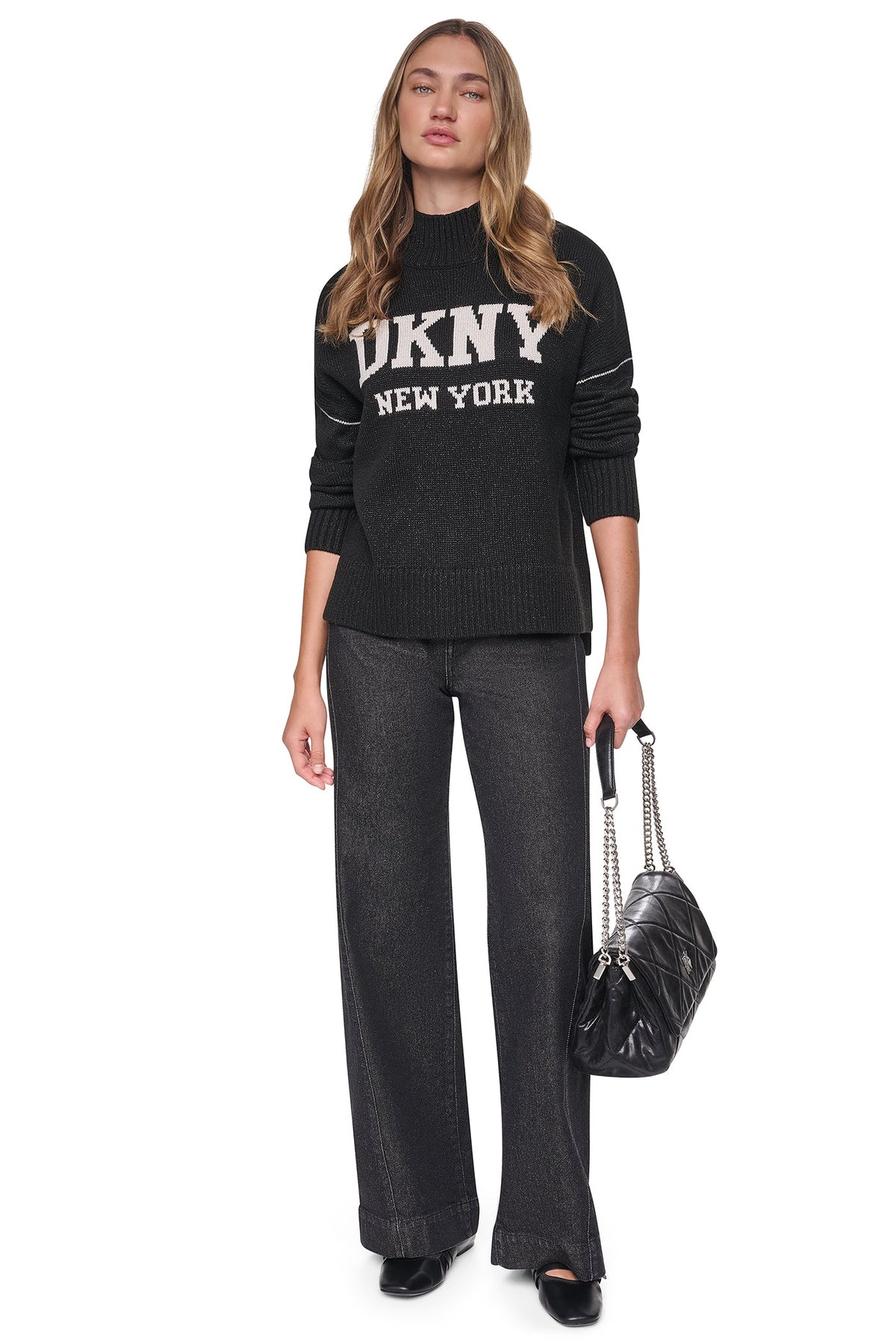 LOGO TURTLENECK HIGH LOW SWEATER