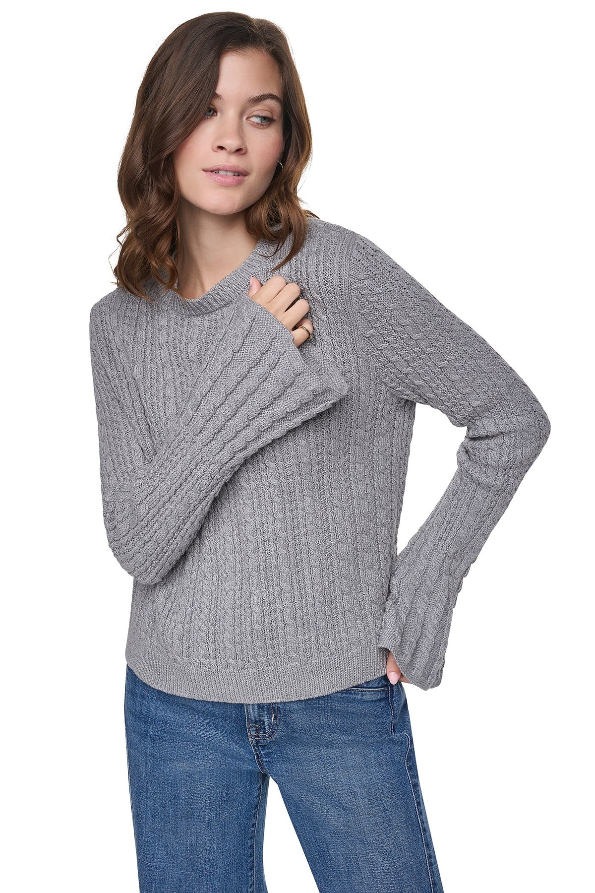 BELL CUFF CABLE SWEATER