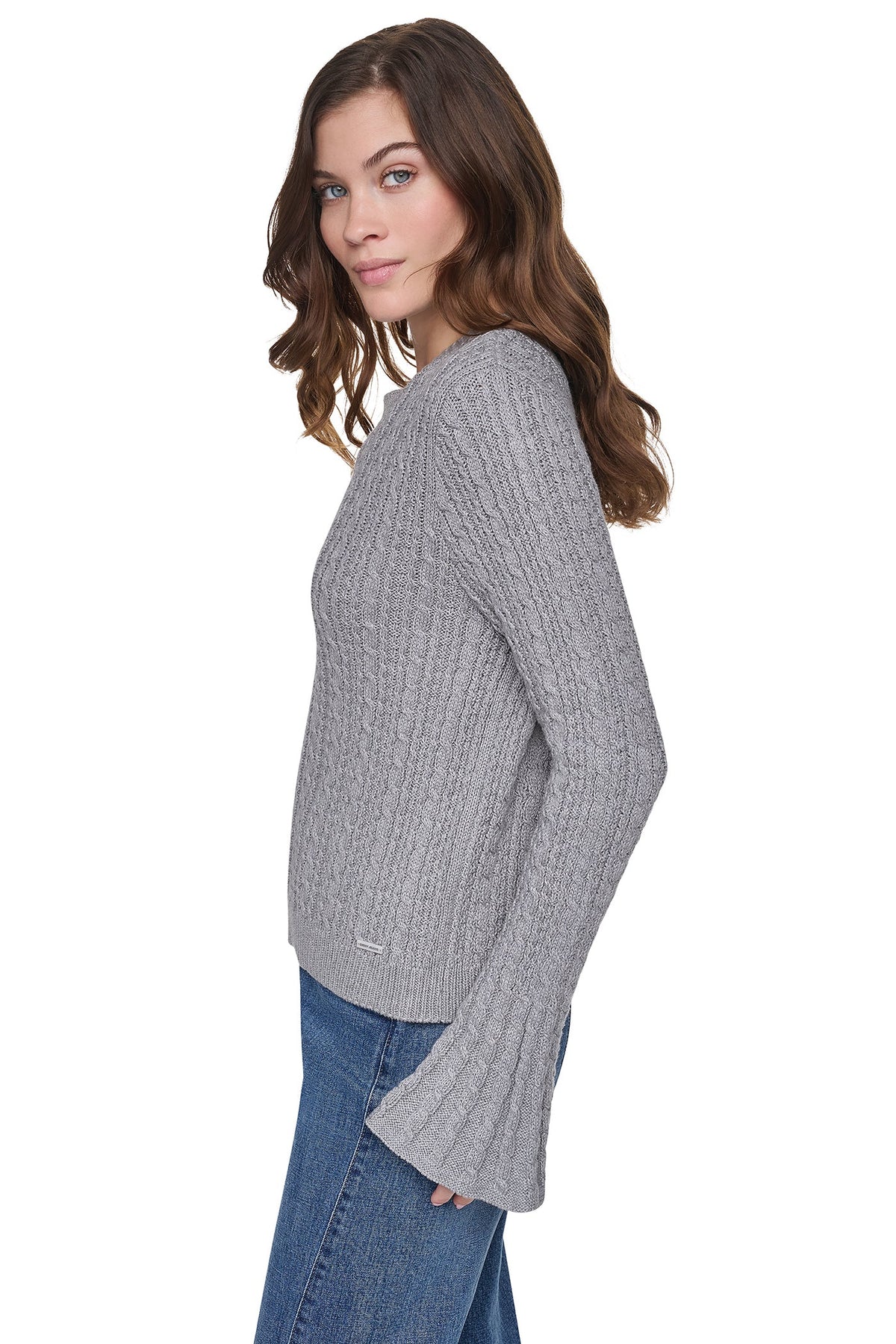 BELL CUFF CABLE SWEATER