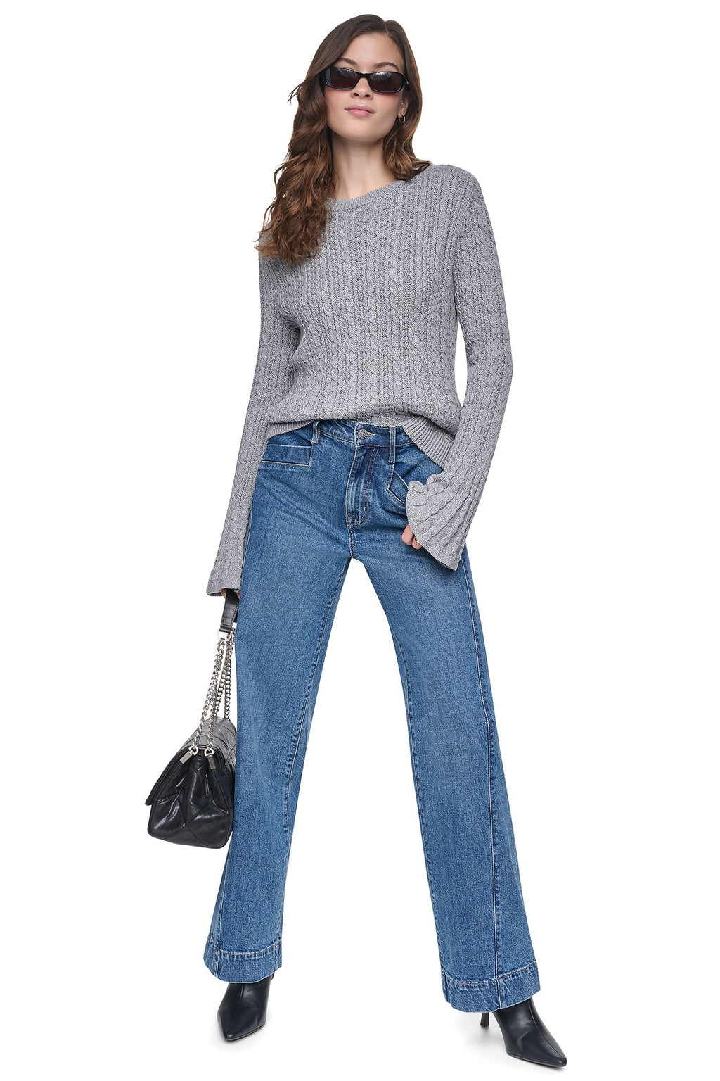 BELL CUFF CABLE SWEATER