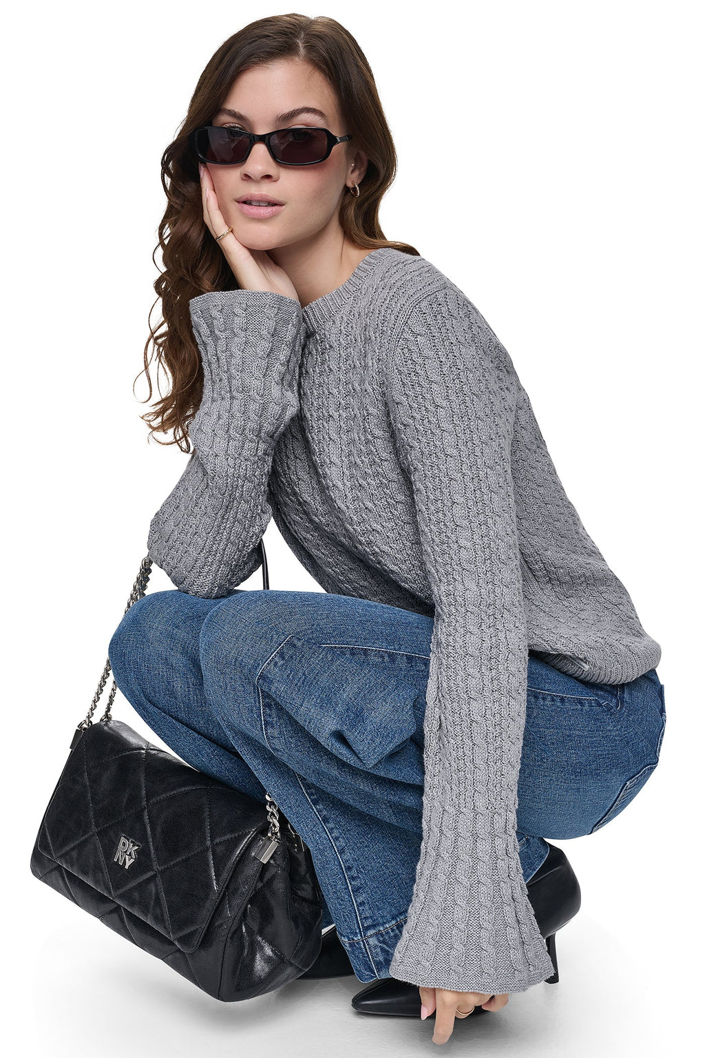 BELL CUFF CABLE SWEATER