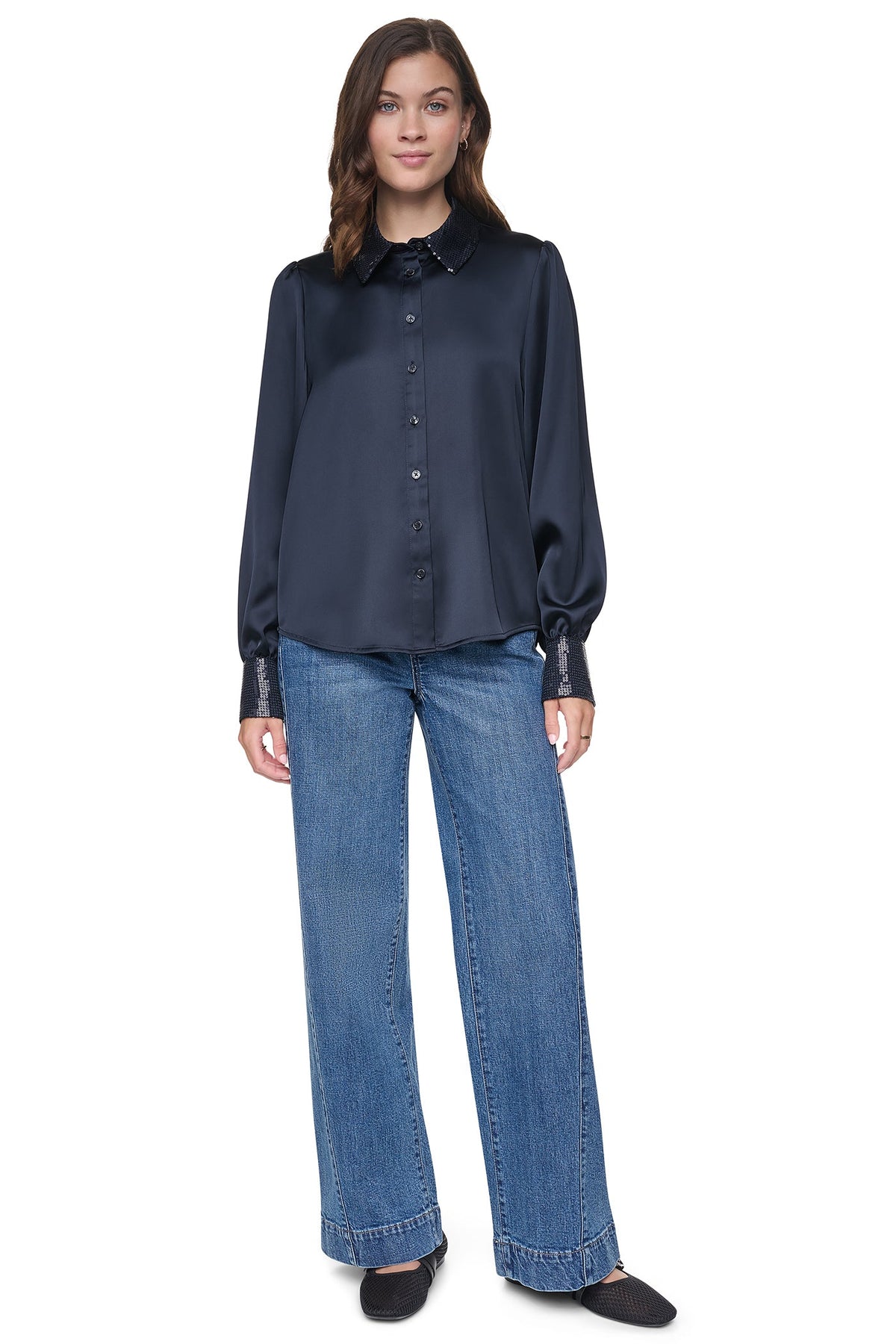 MATTE SATIN PUFF SLEEVE SHIRT